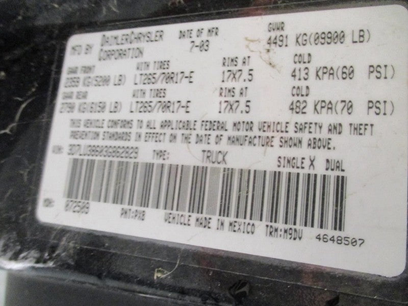 Console Front Roof Without Garage Door Opener Fits 03 DODGE 1500 PICKU