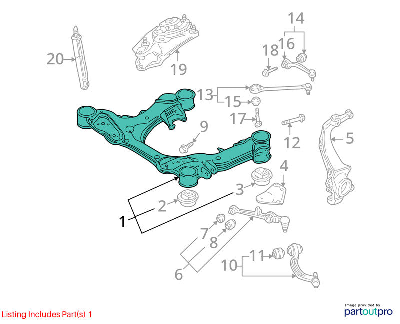 Crossmember/K-Frame Front Model VIN D 8th Digit Fits 00-03 AUDI A8 195
