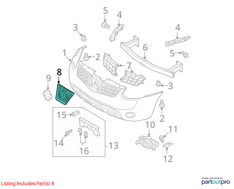 Grille Bumper Mounted Excluding Krom Upper Center Fits 08-10 ROGUE 171
