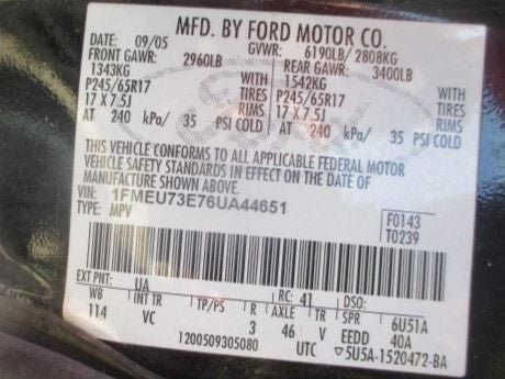 Driver Side View Mirror Power Folding Non-heated Fits 06-10 EXPLORER 1