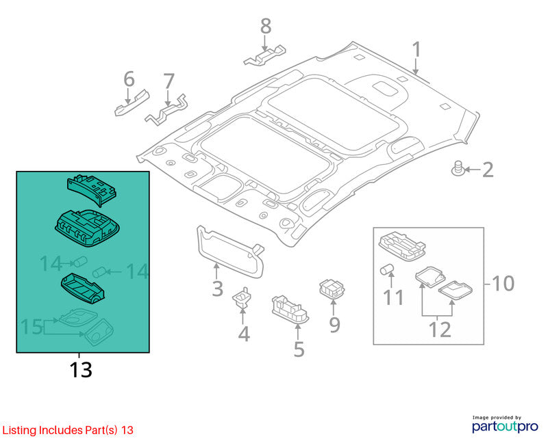 Console Front Korea Built VIN K 1st Digit Hybrid Roof Fits 14-16 OPTIM