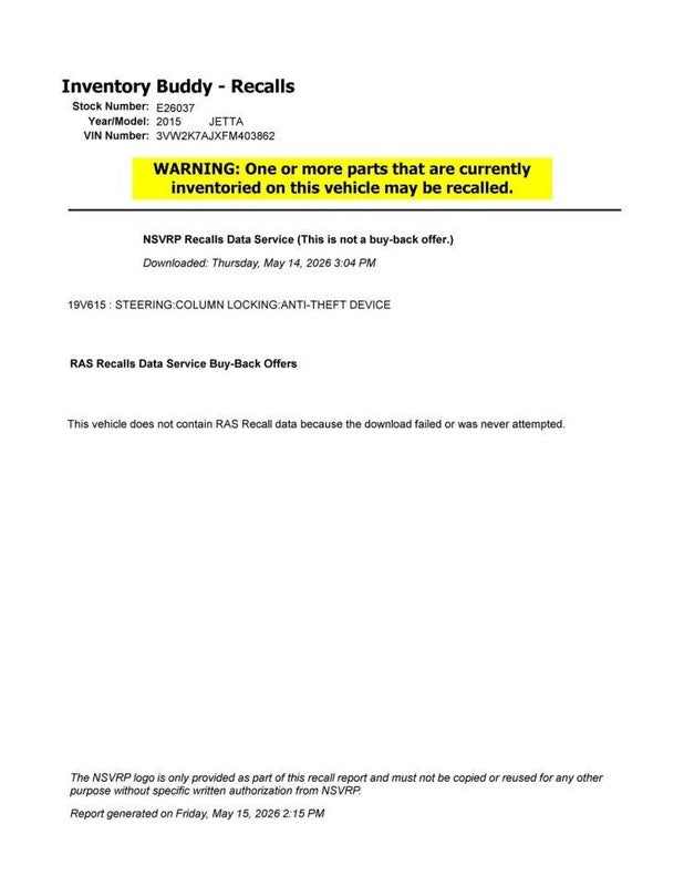 Driver Front Door Switch Driver's Mirror Fits 11-18 JETTA 1921599