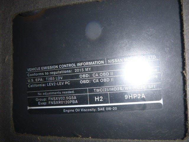 Passenger Tail Light Quarter Panel Mounted Sedan Fits 14-15 ALTIMA 153