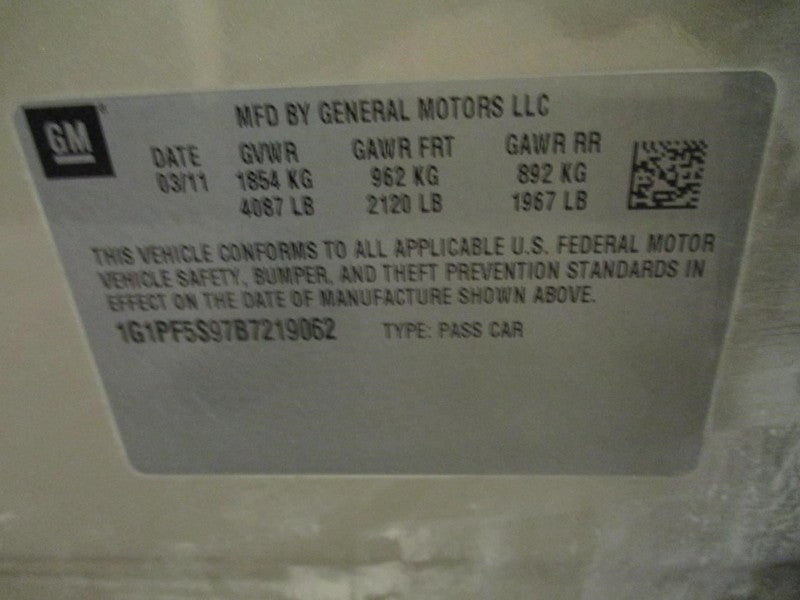 Seat Belt Front Bucket Passenger Retractor Fits 11-13 CRUZE 2037395