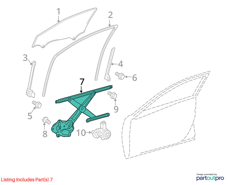 Passenger Front Window Regulator Electric Fits 07-11 CAMRY 2034853