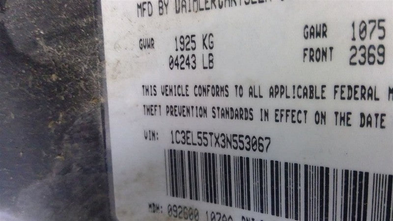 Alternator Convertible Fits 01-06 SEBRING 1708210