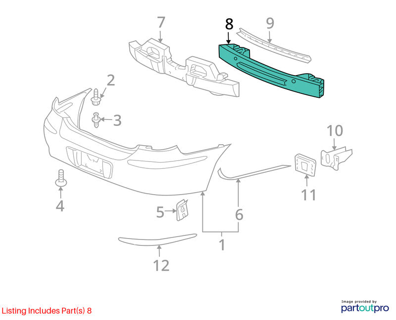 Rear Bumper Reinforcement Fits 05-09 ALLURE 1891570