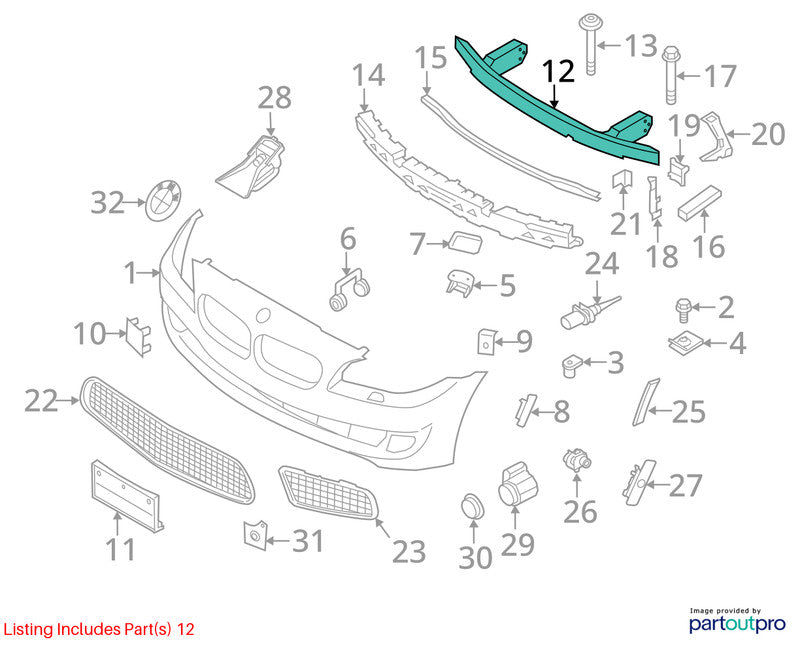 Front Bumper Reinforcement Fits 11-16 BMW 528i 1669226