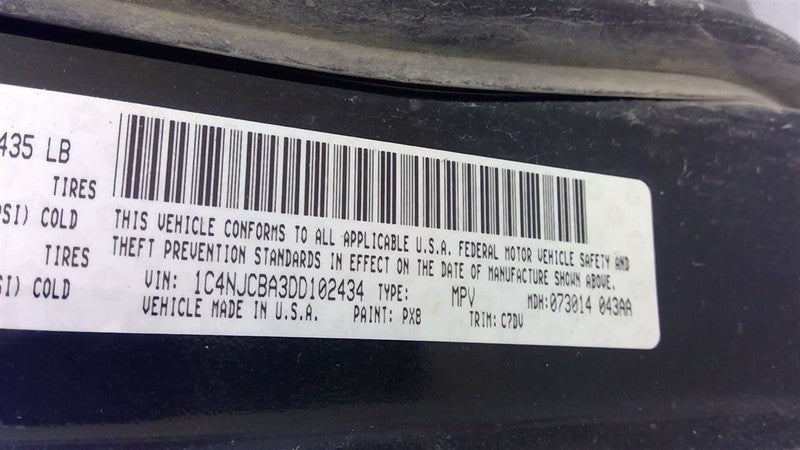 Seat Belt Front Bucket Seat Driver Retractor Fits 11-15 COMPASS 169220