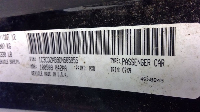 Passenger Front Seat Bucket  Sedan Manual Cloth Fits 11-14 200 1716525