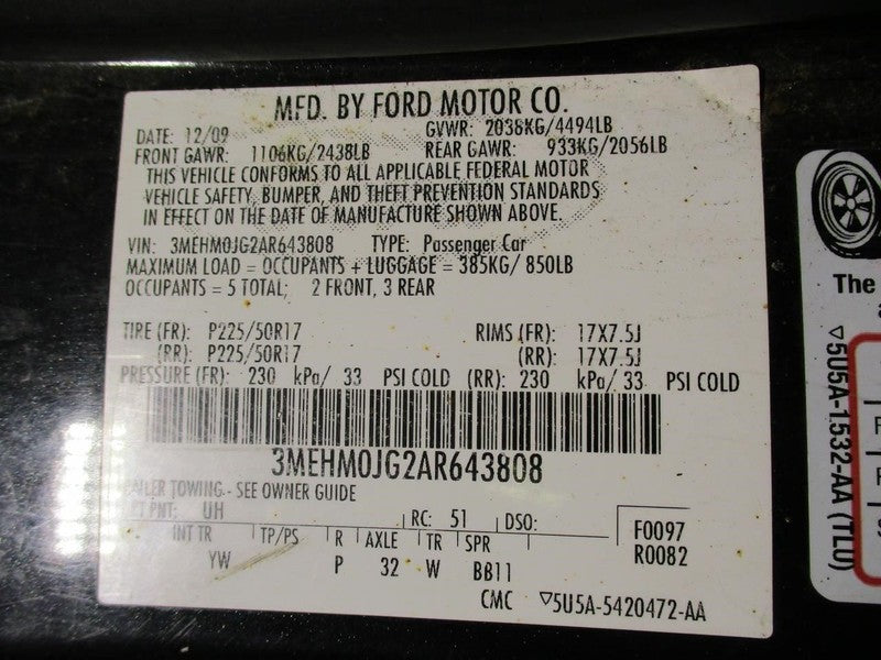 Starter Motor Fits 10-12 FUSION 1909820