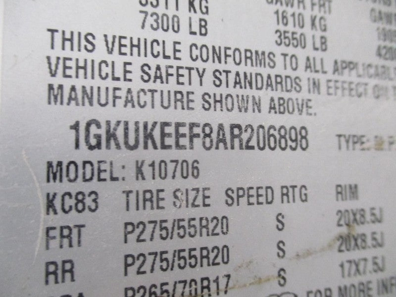 YUKON     2010 Seat Belt Rear 2002167