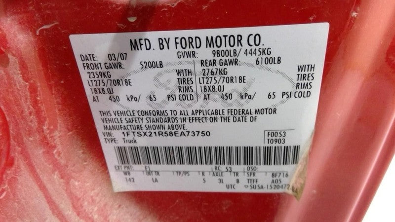 F250SD    2008 Dash/Interior/Seat Switch 1918479