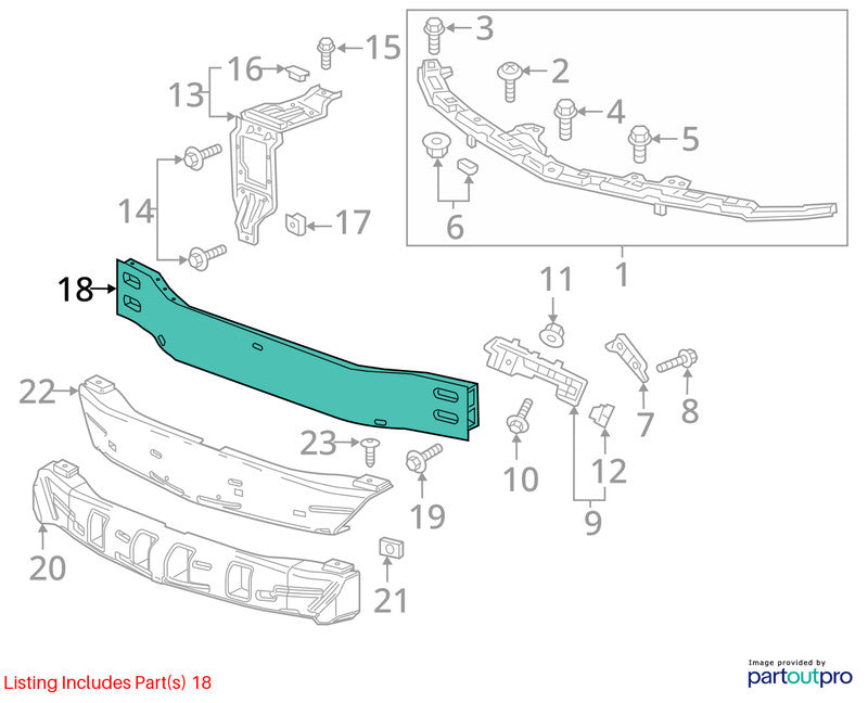 Front Bumper Reinforcement Fits 16-25 MALIBU 2004005