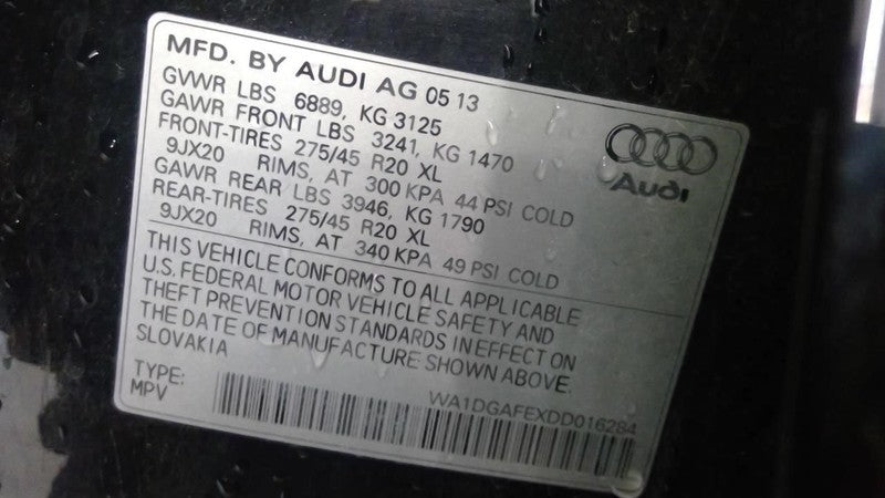 Q7 AUDI   2013 Seat Belt Rear 2010472