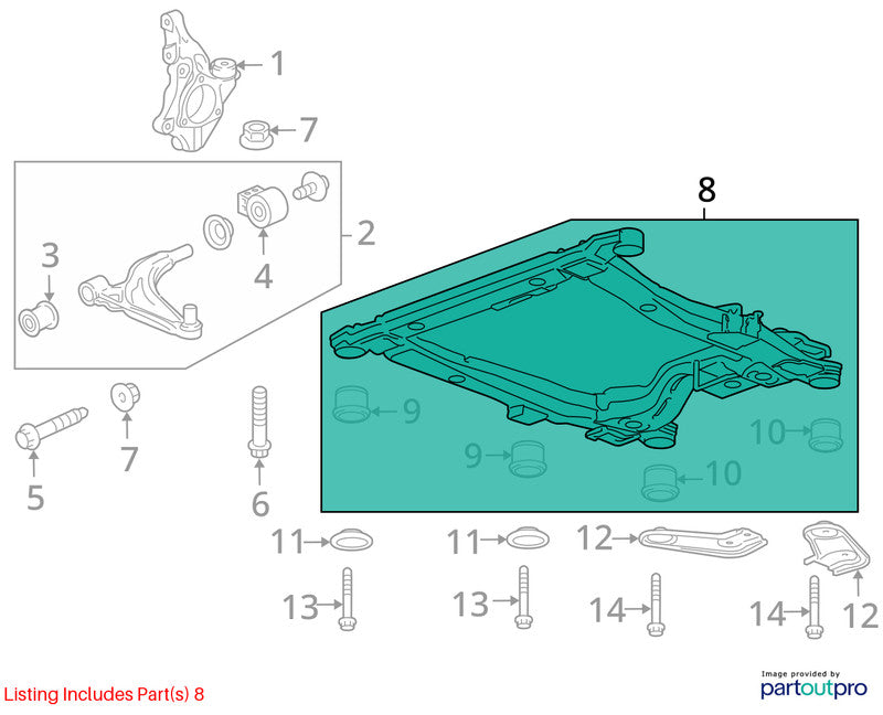 Crossmember/K-Frame Front VIN P 4th Digit Limited Fits 11-16 CRUZE 201