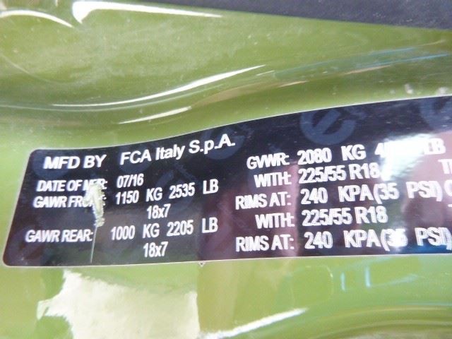 Automatic Transmission 4 Door X Model 2.4L AWD Fits 16 FIAT 500 133735