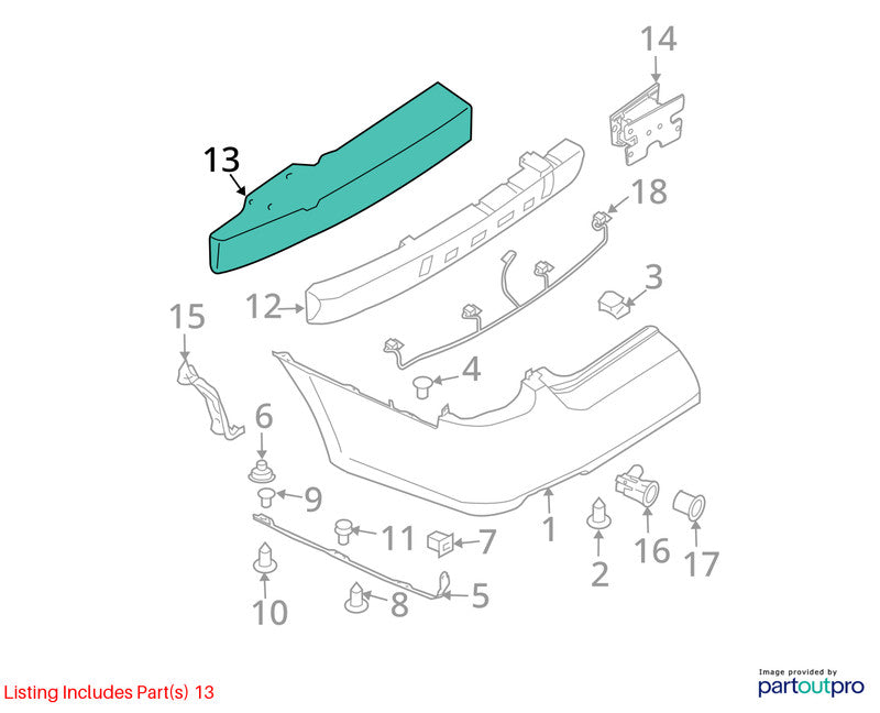 Rear Bumper Reinforcement Thru 12/03 Fits 04 MAXIMA 1888768