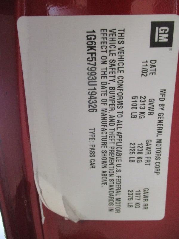 Rear Bumper Reinforcement Fits 00-05 DEVILLE 2051921