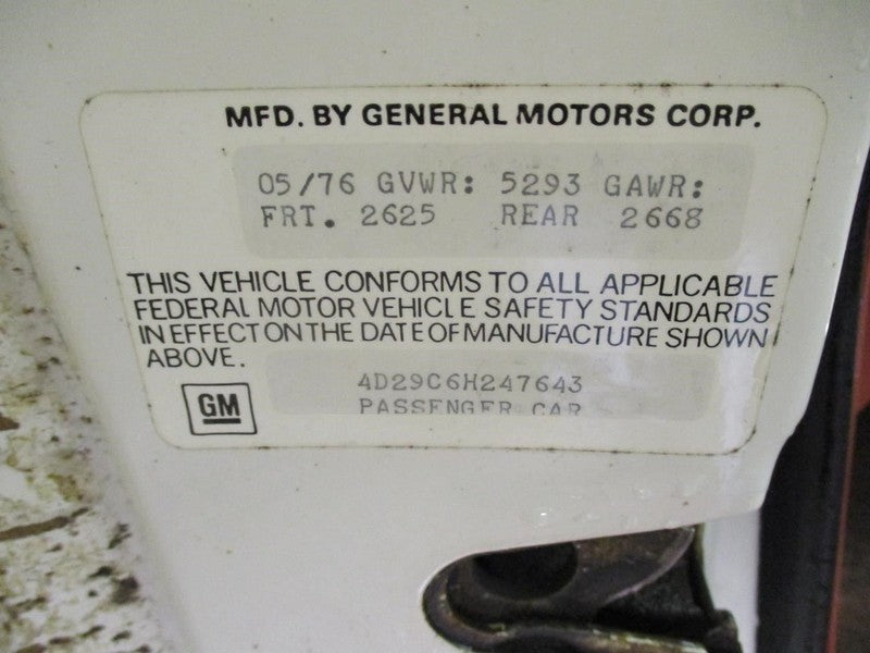 Driver Left Rear Window Regulator Manual Fits 73-77 CENTURY 1907033