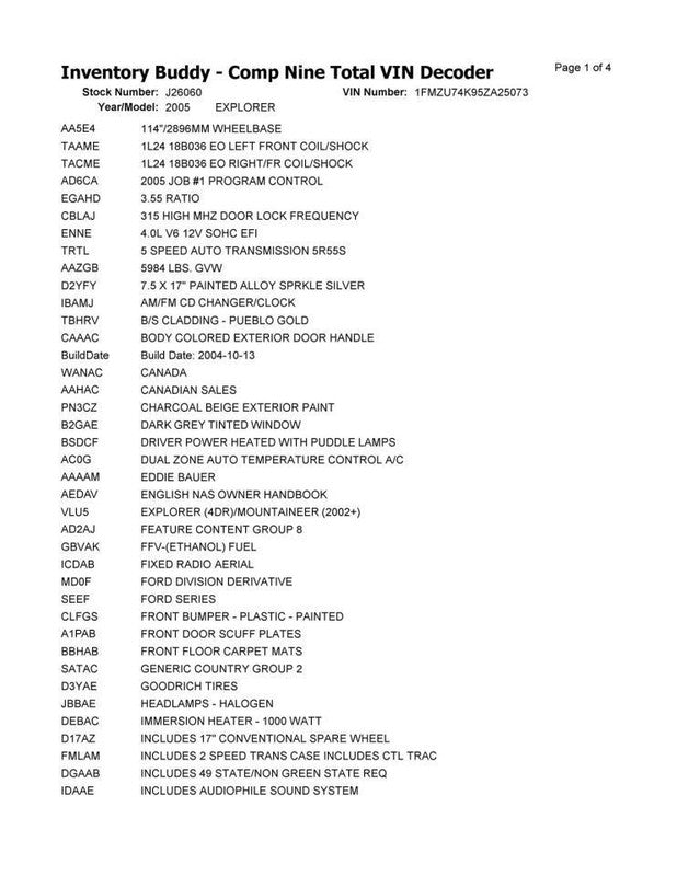 Steering Column Shift 4 Door Tilt Wheel LHD Fits 02-05 EXPLORER 205118