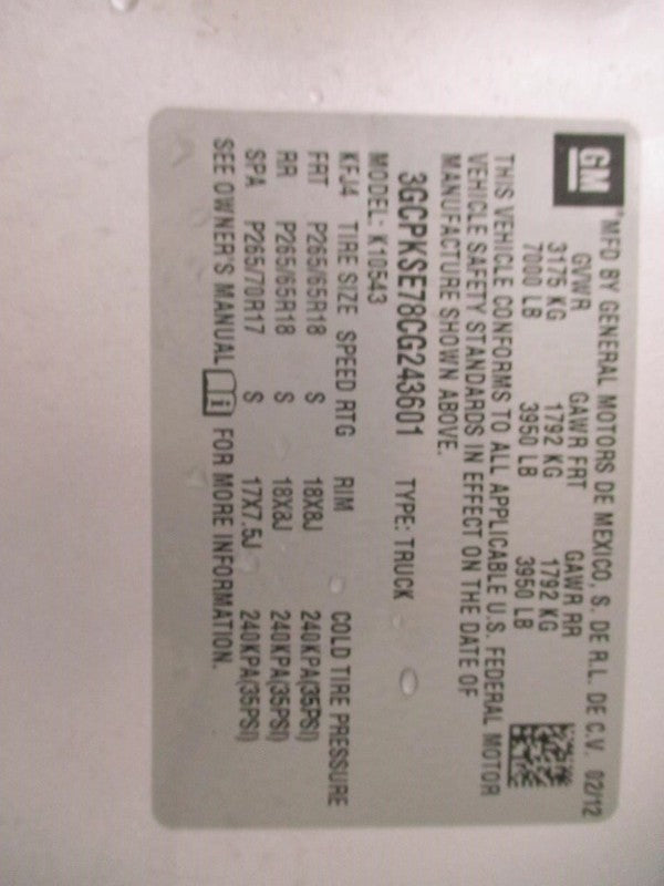 Driver Left Sun Visor Illuminated Fits 07-14 ESCALADE 1898416