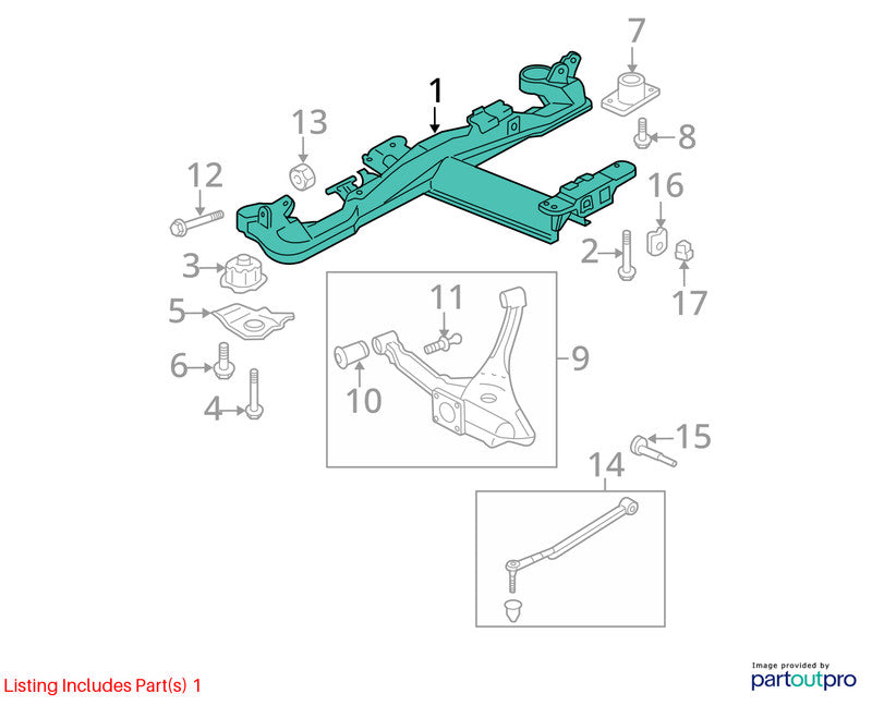 Crossmember/K-Frame Rear Soft Ride Suspension System Fits 06-11 DTS 19