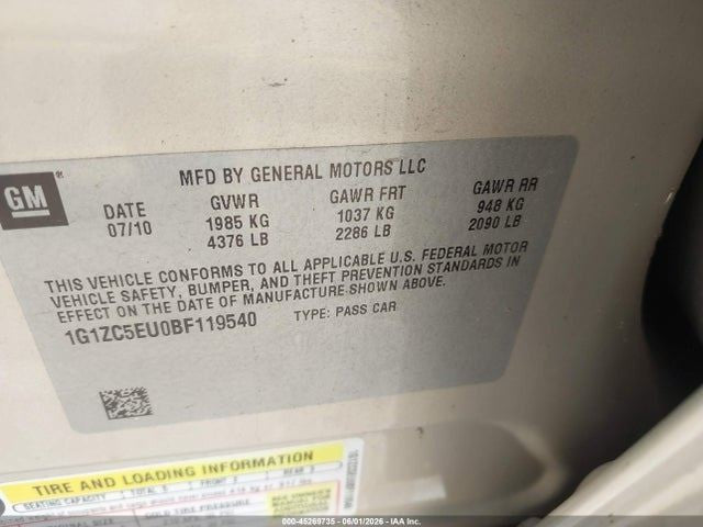 MALIBU    2011 Seat Belt Rear 1997596