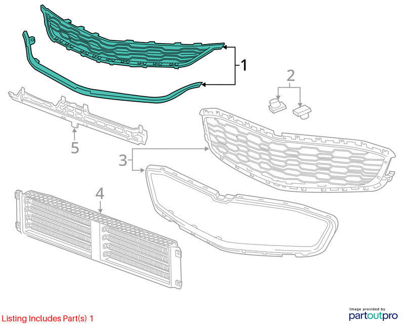 Grille Upper Without Adaptive Cruise Fits 16-18 MALIBU 2003990