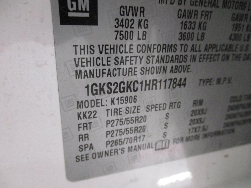 YUKONXL15 2017 Seat Belt Rear 1686918