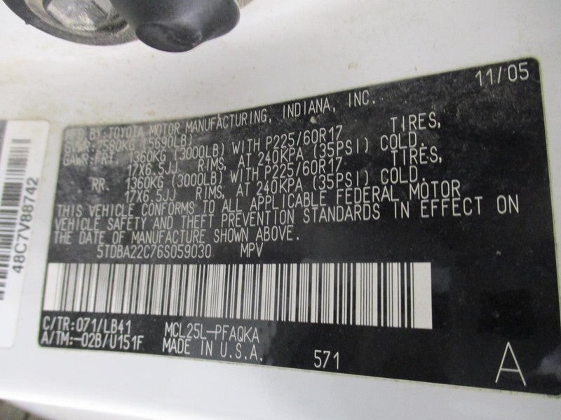 SIENNA    2006 Door Trim Panel Rear 2047836