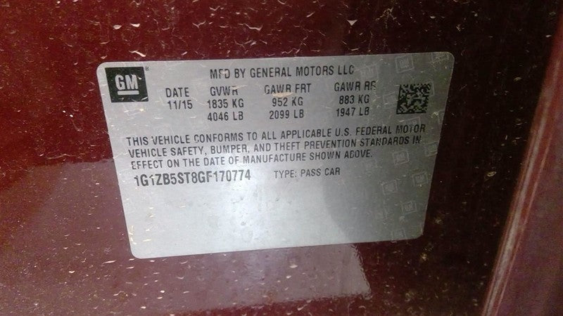 Chevrolet MALIBU 2016 Headrest Used 9933