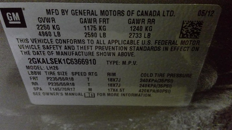 Alternator Fits 10-17 EQUINOX 1909782