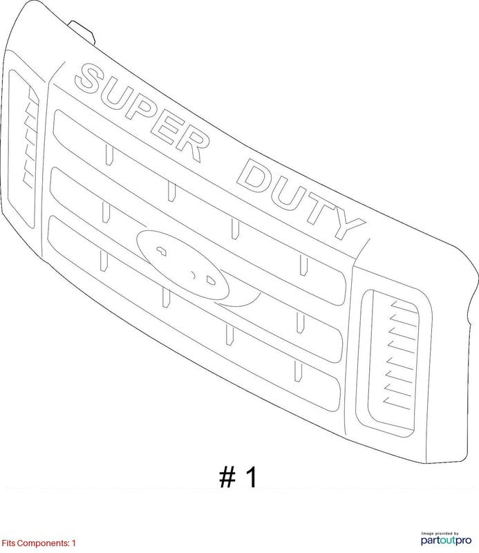 Grille Surround 2 Chrome Bars Fits 08-10 FORD F250SD PICKUP 1866217
