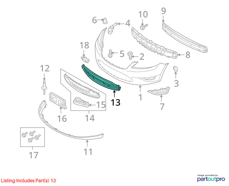 Grille Lower Bumper Mounted Without Chrome Surround SE Fits 10-12 TAUR