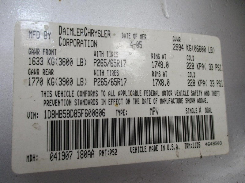 Carrier Front 3.55 Ratio Fits 04-09 DURANGO 1880970