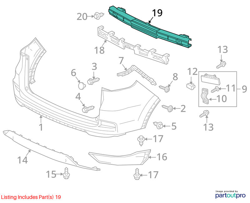 Rear Bumper Reinforcement Fits 12-16 CR-V 1729030