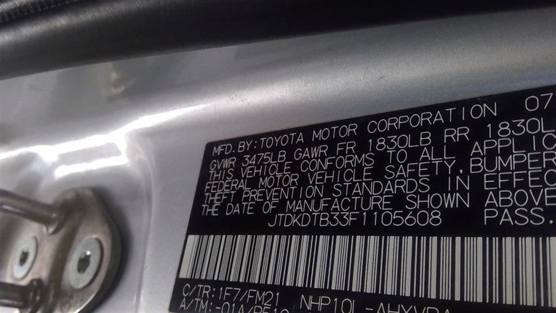Transmission Prius C VIN B3 7th And 8th Digit Fits 12-19 PRIUS 1637605