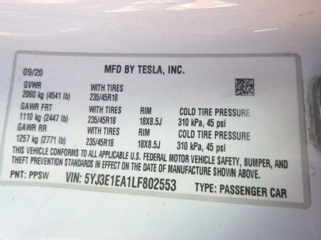 TESLA 3   2020 Battery 1567548