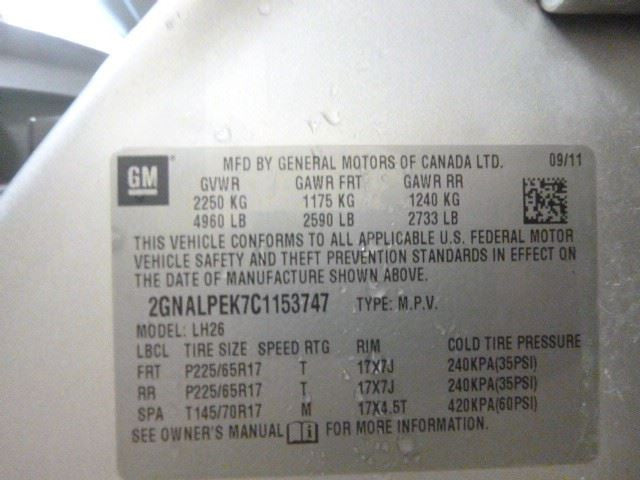 Automatic Transmission 6 Speed FWD Opt MH7 Fits 12 EQUINOX 1719406