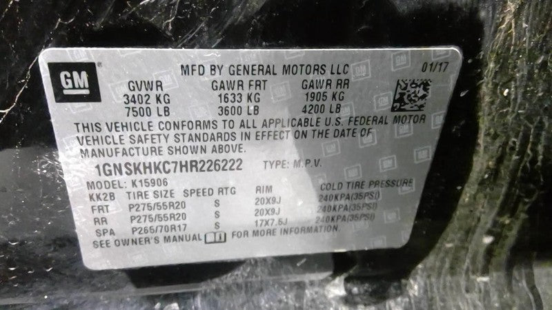 SUBURBN15 2017 Seat Rear 1900602