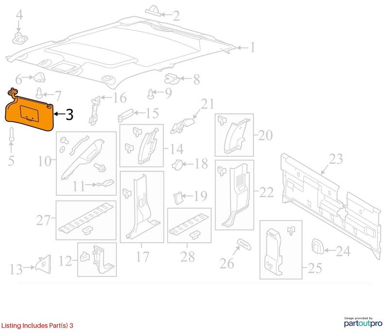 Driver Sun Visor Crew Cab Fits 11-16 FORD F250SD PICKUP 2015436