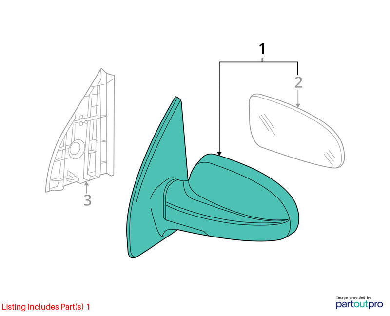 Driver Side View Mirror Power Ntbk Heated Opt Z5U Fits 07-11 AVEO 1967