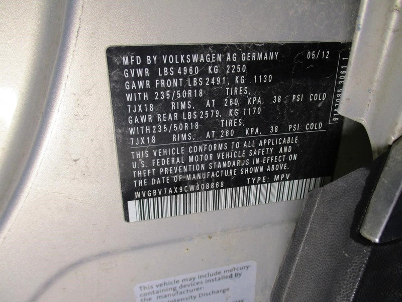 Seat Belt Front Bucket Seat Driver Retractor Fits 09-13 TIGUAN 1729602