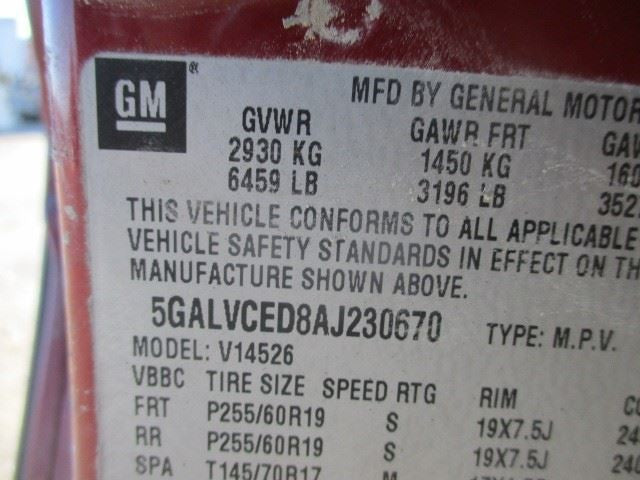 Driver Side View Mirror Power Folding Opt Dnp Fits 08-12 ENCLAVE 19707