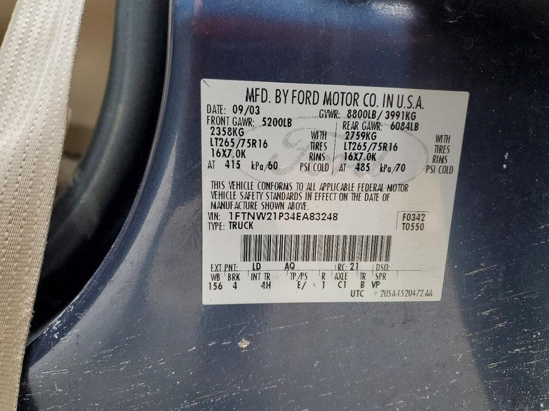 F250SD    2004 Seat Belt Rear 1897200