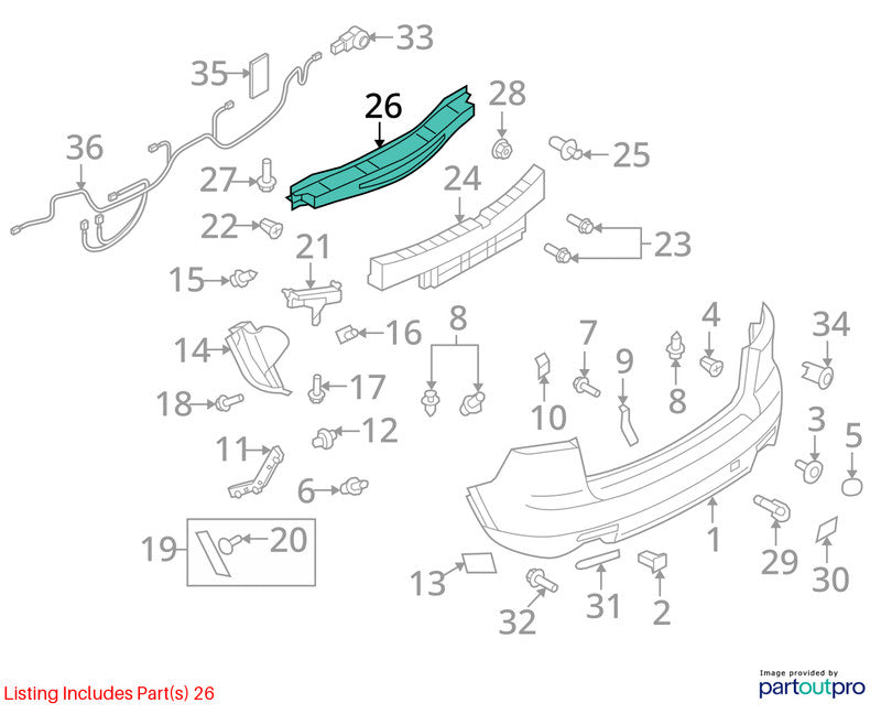 Rear Bumper Reinforcement Without Trailer Hitch Fits 07-15 MAZDA CX-9 