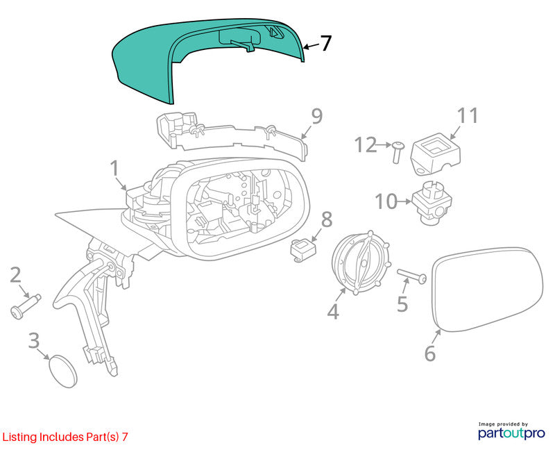 Driver Side View Mirror Power Folding Painted Cover Fits 10-15 XJ 1523