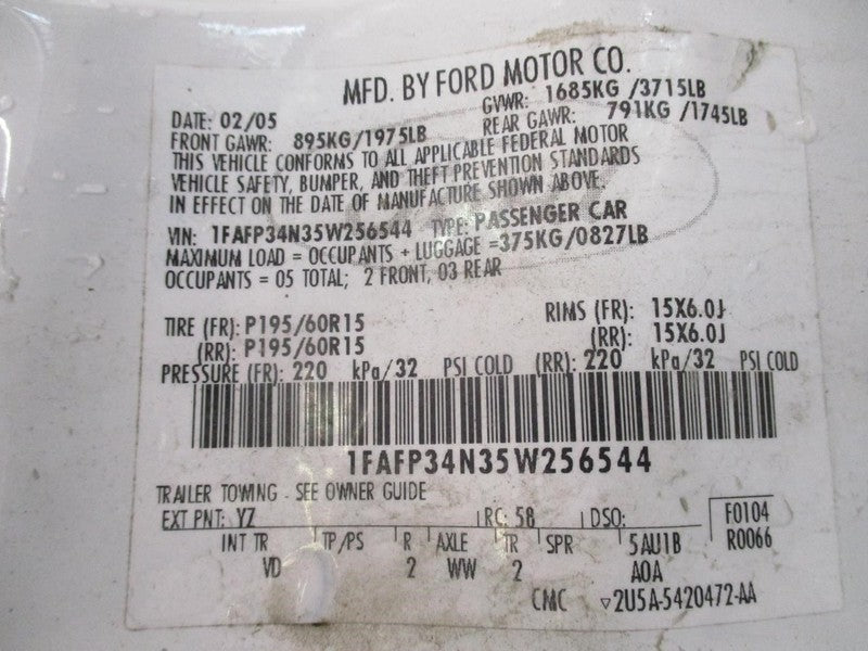 Driver Left Rear Door Glass Tinted Fits 00-11 FOCUS 2044202