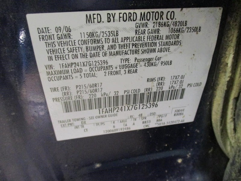 Engine 3.0L VIN 1 8th Digit Fits 05-07 FIVE HUNDRED 1894025